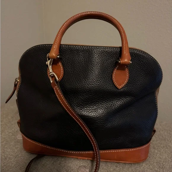 Dooney & Bourke Black and Brown Leather Satchel with Structured Design - Picture 3 of 4